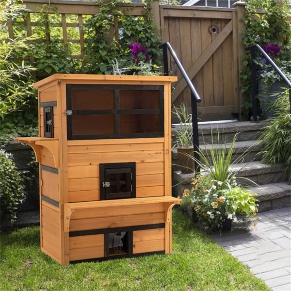 Three-Tier Outdoor Cat Condo with Asphalt Roof and Five Access Doors - image 4 Three-Tier Outdoor Cat Condo with Asphalt Roof and Five Access Doors view 4