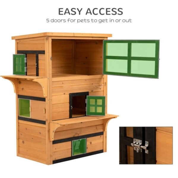 Three-Tier Outdoor Cat Condo with Asphalt Roof and Five Access Doors - image 5 Three-Tier Outdoor Cat Condo with Asphalt Roof and Five Access Doors view 5
