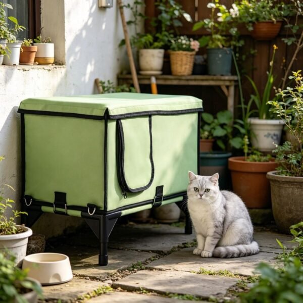 Large Elevated Heated Cat House with Waterproof Pad and Insulated Lining - image 3 Large Elevated Heated Cat House with Waterproof Pad and Insulated Lining view 3
