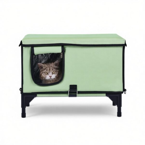 Large Elevated Heated Cat House with Waterproof Pad and Insulated Lining - image 4 Large Elevated Heated Cat House with Waterproof Pad and Insulated Lining view 4