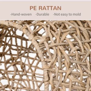 Woven Water Hyacinth Cat Pod Bed on Metal Tripod Base, Beige