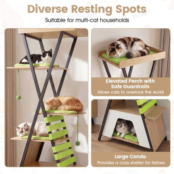 73" Multi-Level Cat Tree with Condo, Top Perch and Scratching Pad - image 5 73" Multi-Level Cat Tree with Condo Top Perch and Scratching Pad view 5