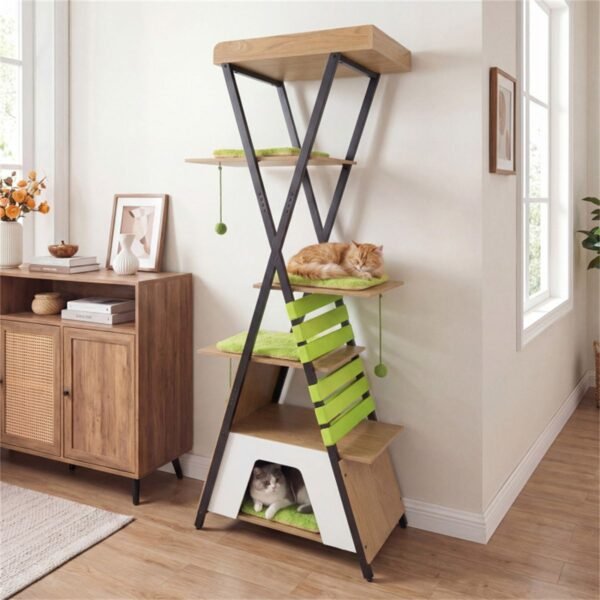 73" Multi-Level Cat Tree with Condo, Top Perch and Scratching Pad - image 8 73" Multi-Level Cat Tree with Condo Top Perch and Scratching Pad view 8