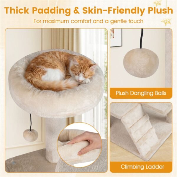 Torre árbol para gatos de 132 cm con dos casitas y postes de sisal, beige