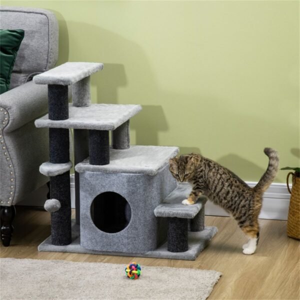 Adjustable Cat Steps with Condo and Hanging Toy for Small and Senior Cats - image 4 Adjustable Cat Steps with Condo and Hanging Toy for Small and Senior Cats view 4