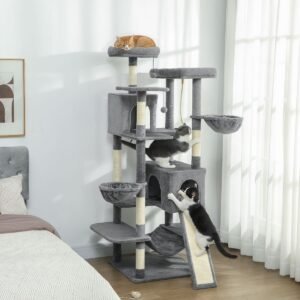 68.5" Cat Tree with Two Condos, Three Hammocks and Scratching Ramp