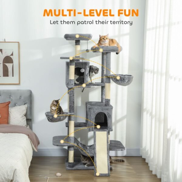 68.5" Cat Tree with Two Condos, Three Hammocks and Scratching Ramp - image 2 68.5" Cat Tree with Two Condos Three Hammocks and Scratching Ramp view 2