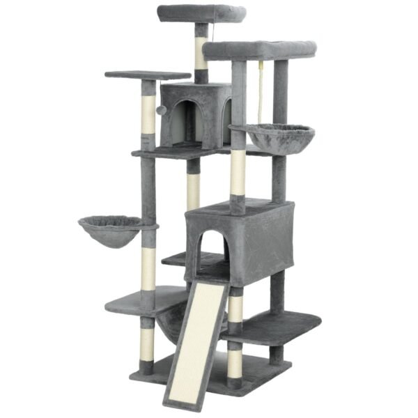 68.5" Cat Tree with Two Condos, Three Hammocks and Scratching Ramp - image 3 68.5" Cat Tree with Two Condos Three Hammocks and Scratching Ramp view 3