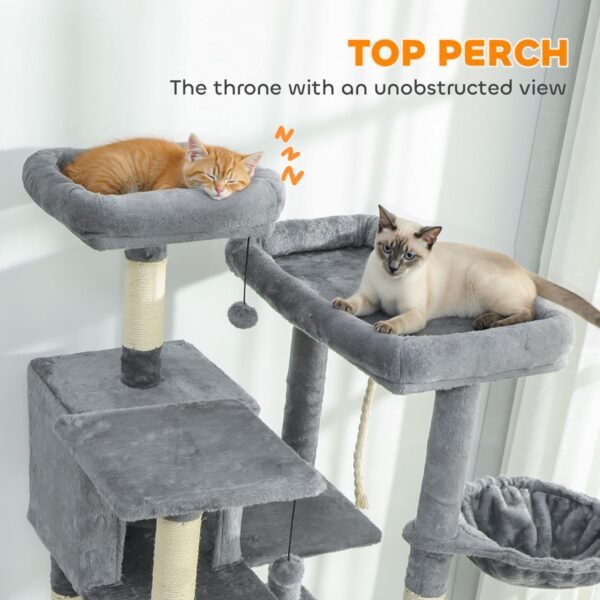 68.5" Cat Tree with Two Condos, Three Hammocks and Scratching Ramp - image 4 68.5" Cat Tree with Two Condos Three Hammocks and Scratching Ramp view 4