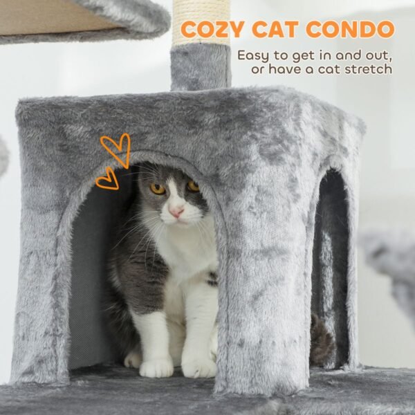 68.5" Cat Tree with Two Condos, Three Hammocks and Scratching Ramp - image 6 68.5" Cat Tree with Two Condos Three Hammocks and Scratching Ramp view 6