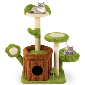 36" Jungle Theme Cat Tree with Washable Peach-Skin Covers and Sisal Post - image 5 36" Jungle Theme Cat Tree with Washable Peach-Skin Covers and Sisal Post view 5