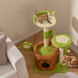36" Jungle Theme Cat Tree with Washable Peach-Skin Covers and Sisal Post - image 7 36" Jungle Theme Cat Tree with Washable Peach-Skin Covers and Sisal Post view 7