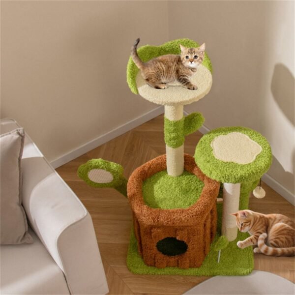 36" Jungle Theme Cat Tree with Washable Peach-Skin Covers and Sisal Post - image 7 36" Jungle Theme Cat Tree with Washable Peach-Skin Covers and Sisal Post view 7
