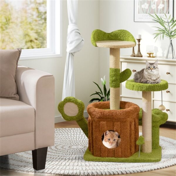 36" Jungle Theme Cat Tree with Washable Peach-Skin Covers and Sisal Post - image 8 36" Jungle Theme Cat Tree with Washable Peach-Skin Covers and Sisal Post view 8