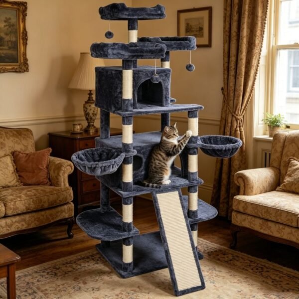 Multi-Level Cat Tree for Large Cats with Two Condos and Two Hammocks - image 6 Multi-Level Cat Tree for Large Cats with Two Condos and Two Hammocks view 6