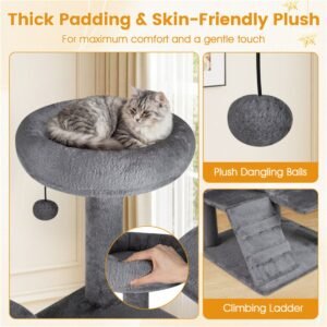 52" Cat Tree Tower with Two Condos and Sisal Posts, Light Gray - image 7 52" Cat Tree Tower with Two Condos and Sisal Posts Light Gray view 7