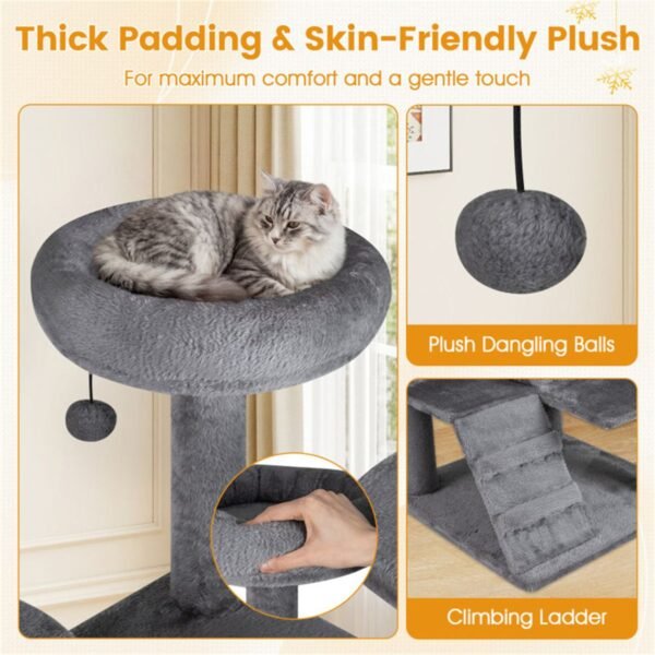 52" Cat Tree Tower with Two Condos and Sisal Posts, Light Gray - image 7 52" Cat Tree Tower with Two Condos and Sisal Posts Light Gray view 7