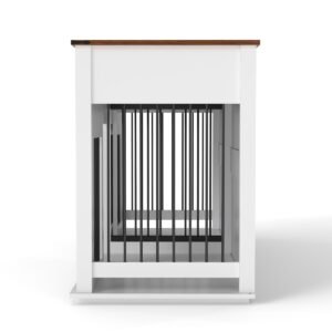 63" Double Dog Crate Furniture with Two Drawers and Sliding Doors