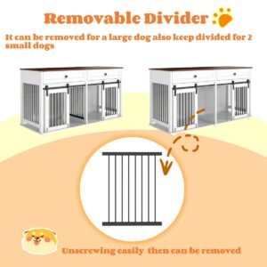 63" Double Dog Crate Furniture with Two Drawers and Sliding Doors - image 16 63" Double Dog Crate Furniture with Two Drawers and Sliding Doors view 16