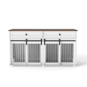 63" Double Dog Crate Furniture with Two Drawers and Sliding Doors - image 21 63" Double Dog Crate Furniture with Two Drawers and Sliding Doors view 21
