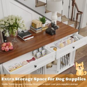 63" Double Dog Crate Furniture with Two Drawers and Sliding Doors - image 22 63" Double Dog Crate Furniture with Two Drawers and Sliding Doors view 22