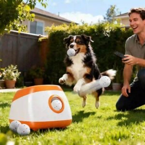 Automatic Dog Ball Launcher with Remote, 78 ft Range and Six ETPU Balls