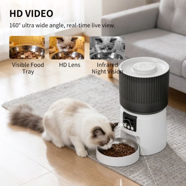 Automatic Pet Feeder with HD Camera, App Control and 5L Hopper - image 7 Automatic Pet Feeder with HD Camera App Control and 5L Hopper view 7