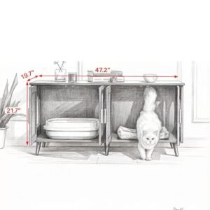 Rattan-Door Cat Litter Box Cabinet, 47" Sideboard Style - image 6 Rattan-Door Cat Litter Box Cabinet 47" Sideboard Style view 6