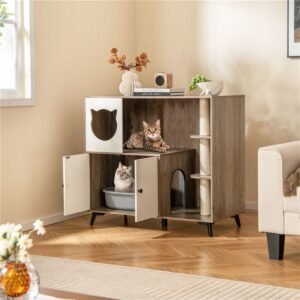 Cat Litter Box Cabinet with Three Scratching Posts and Cat Condo, 40" - image 5 Cat Litter Box Cabinet with Three Scratching Posts and Cat Condo 40" view 5