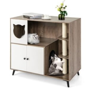 Cat Litter Box Cabinet with Three Scratching Posts and Cat Condo, 40" - image 6 Cat Litter Box Cabinet with Three Scratching Posts and Cat Condo 40" view 6