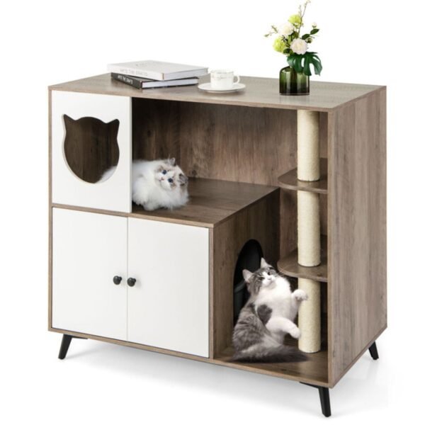 Cat Litter Box Cabinet with Three Scratching Posts and Cat Condo, 40" - image 6 Cat Litter Box Cabinet with Three Scratching Posts and Cat Condo 40" view 6
