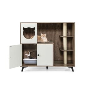 Cat Litter Box Cabinet with Three Scratching Posts and Cat Condo, 40" - image 8 Cat Litter Box Cabinet with Three Scratching Posts and Cat Condo 40" view 8