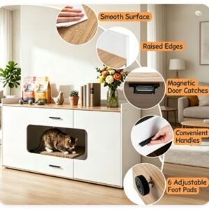 Large Litter Box Enclosure with Storage Drawers and Scratching Board, 55" - image 9 Large Litter Box Enclosure with Storage Drawers and Scratching Board 55" view 9