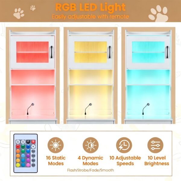 Litter Box Enclosure with RGB LED Light and Built-In Charging Station - image 7 Litter Box Enclosure with RGB LED Light and Built-In Charging Station view 7