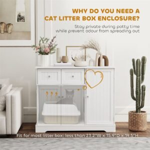 Litter Box Enclosure Side Table with Adjustable Shelves and Drawer - image 6 Litter Box Enclosure Side Table with Adjustable Shelves and Drawer view 6