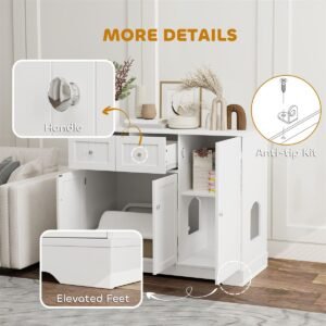 Litter Box Enclosure Side Table with Adjustable Shelves and Drawer - image 7 Litter Box Enclosure Side Table with Adjustable Shelves and Drawer view 7