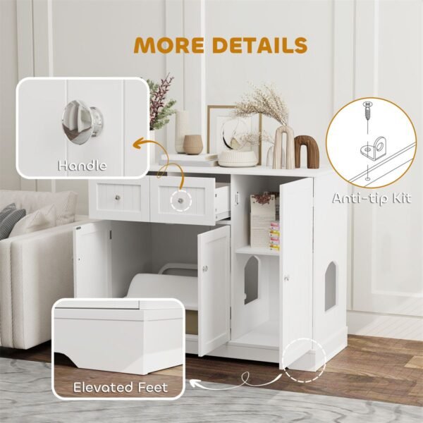 Litter Box Enclosure Side Table with Adjustable Shelves and Drawer - image 7 Litter Box Enclosure Side Table with Adjustable Shelves and Drawer view 7