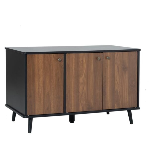 Litter Box Enclosure Storage Bench with Hidden Plug and Three Doors