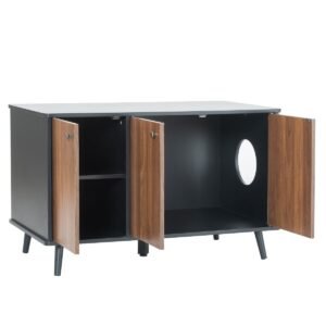Litter Box Enclosure Storage Bench with Hidden Plug and Three Doors - image 5 Litter Box Enclosure Storage Bench with Hidden Plug and Three Doors view 5