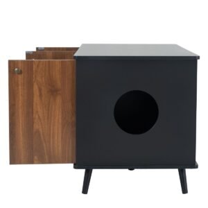 Litter Box Enclosure Storage Bench with Hidden Plug and Three Doors - image 7 Litter Box Enclosure Storage Bench with Hidden Plug and Three Doors view 7