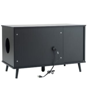 Litter Box Enclosure Storage Bench with Hidden Plug and Three Doors - image 8 Litter Box Enclosure Storage Bench with Hidden Plug and Three Doors view 8