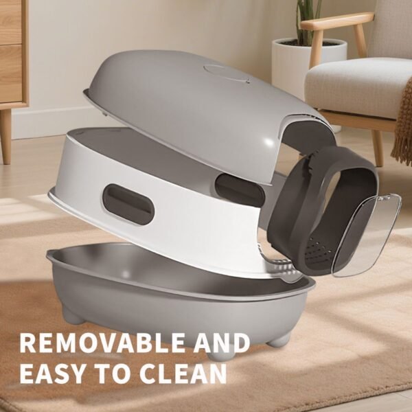 Open High-Sided Cat Litter Pan with Scoop, Grey - image 2 Open High-Sided Cat Litter Pan with Scoop Grey view 2