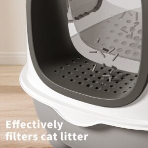 Open High-Sided Cat Litter Pan with Scoop, Grey - image 6 Open High-Sided Cat Litter Pan with Scoop Grey view 6