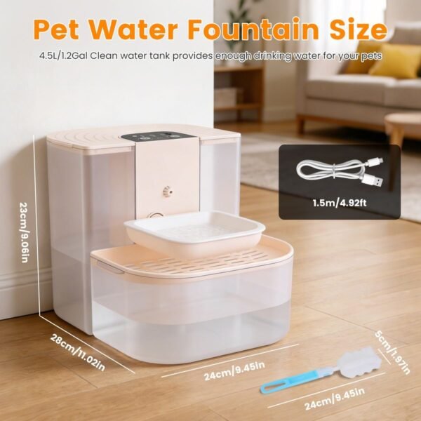 Cordless Smart Pet Water Fountain with Dual Tank Separation, 4.5L - image 4 Cordless Smart Pet Water Fountain with Dual Tank Separation 4.5L view 4