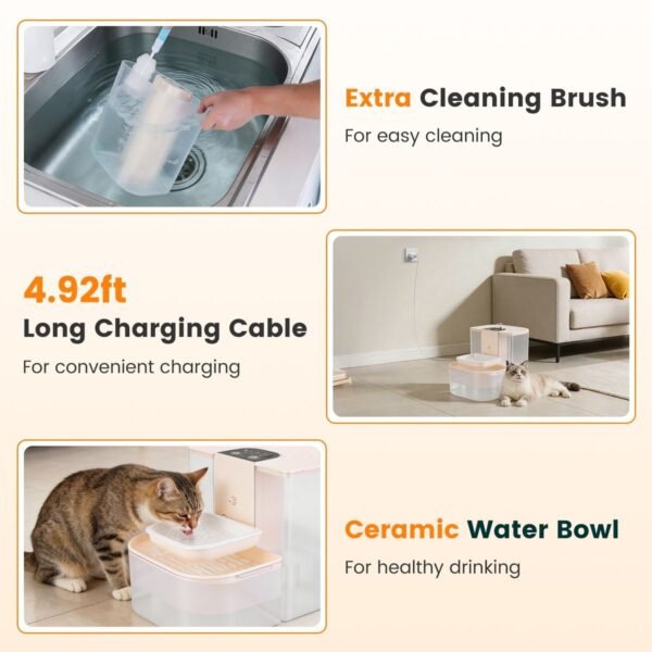 Cordless Smart Pet Water Fountain with Dual Tank Separation, 4.5L - image 6 Cordless Smart Pet Water Fountain with Dual Tank Separation 4.5L view 6