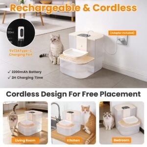 Cordless Smart Pet Water Fountain with Dual Tank Separation, 4.5L - image 9 Cordless Smart Pet Water Fountain with Dual Tank Separation 4.5L view 9
