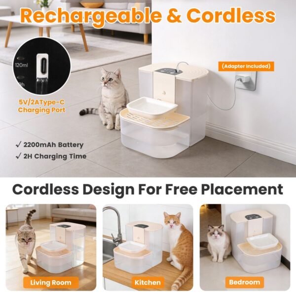 Cordless Smart Pet Water Fountain with Dual Tank Separation, 4.5L - image 9 Cordless Smart Pet Water Fountain with Dual Tank Separation 4.5L view 9