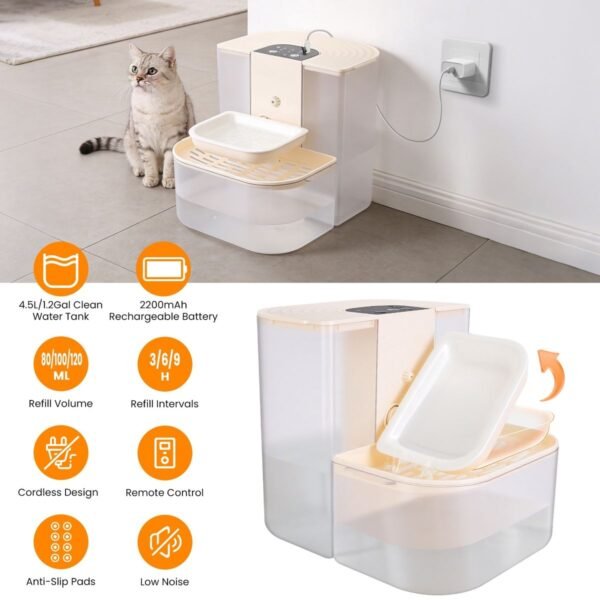 Cordless Smart Pet Water Fountain with Dual Tank Separation, 4.5L - image 10 Cordless Smart Pet Water Fountain with Dual Tank Separation 4.5L view 10