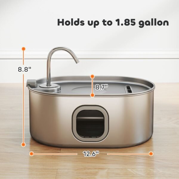 Stainless Steel Cat Water Fountain, 1.8 Gallon, Ultra-Quiet Pump - image 1 Stainless Steel Cat Water Fountain 1.8 Gallon Ultra-Quiet Pump