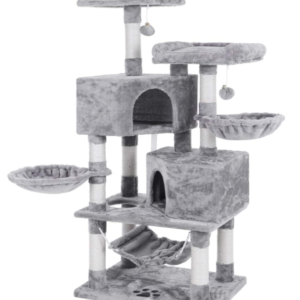 160 cm Cat Tree with One Condo and Basket, Grey